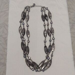 Multistrand Grey Pearl & Shell Necklace